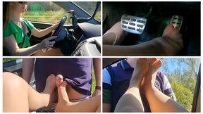 HOT PREMIERE: FAILED DRIVING EXAM AND PANTYHOSE FOOTJOB