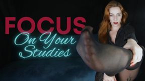 Focus On Your Studies Pervert: RedHead Teacher uses her Legs to control her student using his Boot Fetish against him