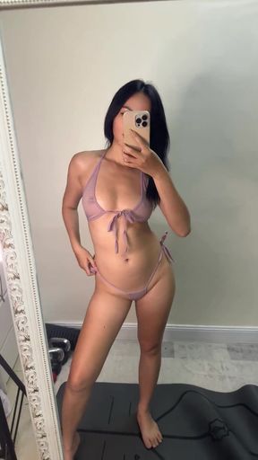 Expat wife shows off her cute Japanese petite tits in Oz