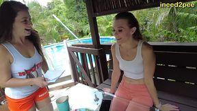 hooters waitress and customer both pee their pants omorashi