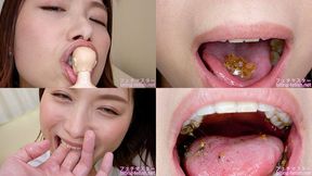 Tsubaki Kato - Showing inside cute girl's mouth, chewing gummy candys, sucking fingers, licking and sucking human doll, and chewing dried sardines mout-90 - 1080p