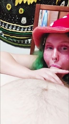 Sexy mushroom milf edging hubby till he cums