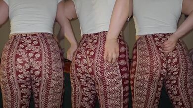 Curvy Amateur Latina Stepsister In Flare Pants Tease With Clothed Wedgie