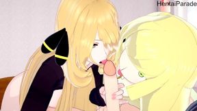 Cynthia and Lusamine for great Threesome Pokemon [Hentai 3D]