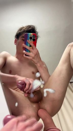 Ride a Dildo and Cum on Mirror