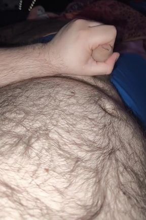 Fat Bear Jacking off &amp; Cumming on Hairy Belly