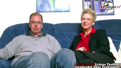 German granny casting turns into steamy ffm threesome with BBW housewife