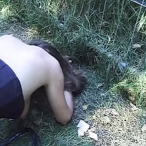 Nasty German BDSM addicted whore fucked in the woods