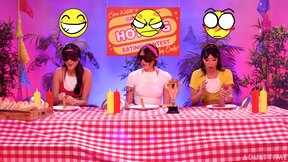 Eliza Ibarra, Alexis Tae & Charlotte Sins joining the lesbian hot dog contest