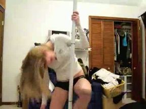 Pole dance by one tight blonde webcam teen for me