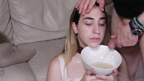 Booty licking teen sub gets a facial