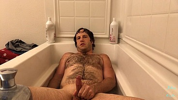 Adam Castle Takes Bath & Jerks Off Cock