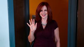 Redhead MILF opens her crack for a long penis