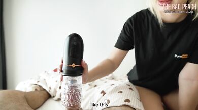 step mom helps step son to cum on her ass - morning sex!