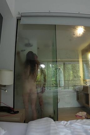 He Teasing Me with His Big Cock While I Shower