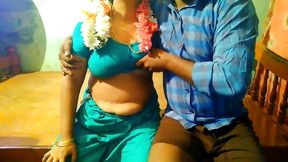 Tamil Jasmine Flower Aunty Pressing Big Boobs