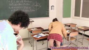 Japanese student blowing professor's meat