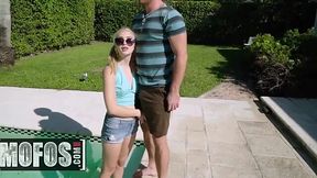 Anastasia Knight boldly takes a thick dick in her tight pussy.