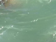 Naked blonde on a Nude beach. Masturbating and pissing.