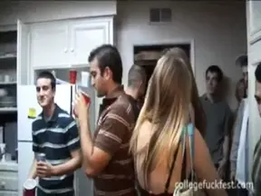 Coed whore fucking as others watch at frat party