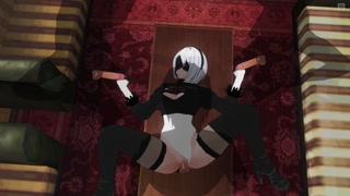 3D HENTAI 2B fucks three guys at once