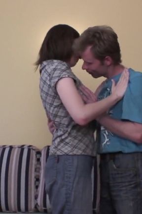 Hairy girl sucks a huge cock then rides it to a cumshot