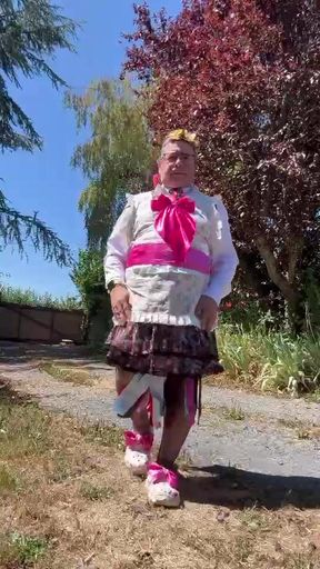 In gardener's outfit for a day