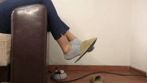 WELL WORN SLIPPERS ANKLE SOCKS AND NYLON FEET - MP4 Mobile Version