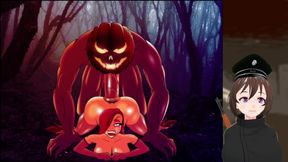 Ruiva bunduda tem seu cu fodido pelo monstro de halloween