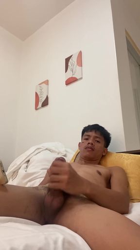 Filipino Twink Gets Hard, Jerking off to Explosive Cumshot