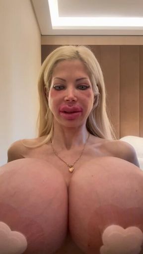 First cumshot on my new 5500 cc Boobs