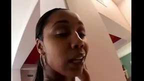 Curvy girl with afro grabs big black cock