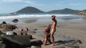 Beach boys have fun under the sun