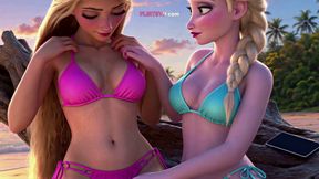 Rapunzel and Elsa Were Stranded on a Deserted Island, and With Nothing Else to Do, They Took Turns Licking Each Other's Pussies