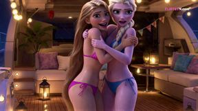 Rapunzel and Elsa Were Stranded on a Deserted Island, and With Nothing Else to Do, They Took Turns Licking Each Other's Pussies