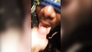 Black Twink Swallows White Cum in Interracial Blowjob56f