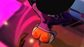 3d cartoon college big booty teen gets DJ to worship her ass