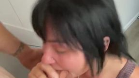 Submissive wife sucks big cock so good it's a job well done