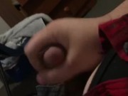 College bear tugs on cock in dorm room