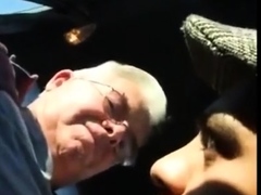 Blowjob in the Car with a Young Stud and an Older Gentleman