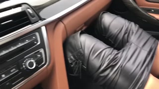 Horny girl play with herself during the ride