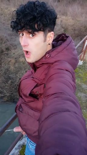 Twink Piss Then Cum Then Piss Again From a Bridge