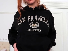 Petite amateur redheaded teen pisses and sucks cock