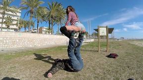 Athletic Latina gal demonstrates her slim body for outdoor XXX video