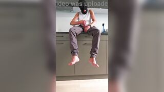 Stroking in the kitchen