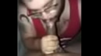 Sneaky gay nerd sucks big black dick for new game