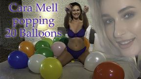 Cara Mell popping 20 Balloons