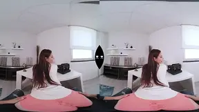 Virtual reality 360, POV sex with a hot brunette secretary