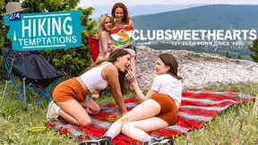 4 Hot Lesbo Sweethearts Orgasm on Mountain Tip