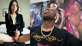 Cute blonde trans girl gives a sloppy sucking and gets creampied